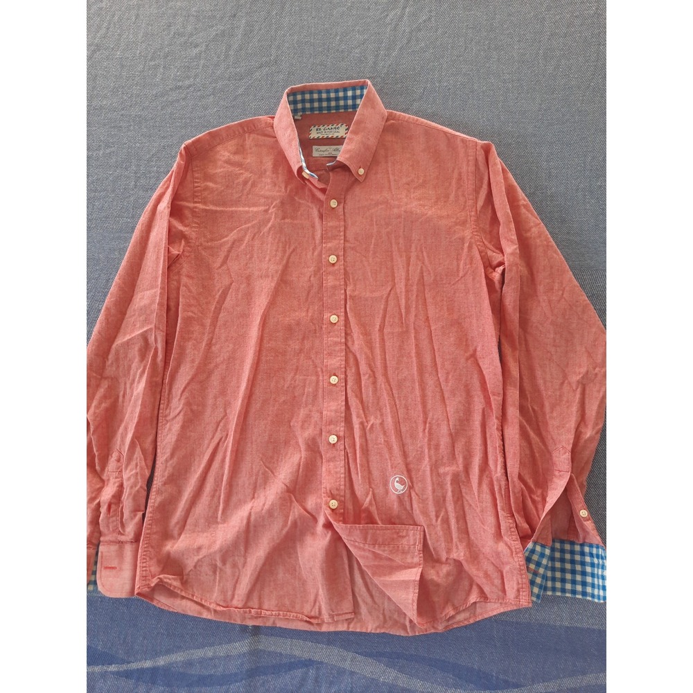El Ganso Mens Coral Red Button Down Shirt Cotonificio Albini Italian Fabric 38 M
